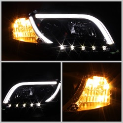 Projector Headlights - Light Tube - DRL - Black — angled view
