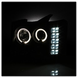 Projector Headlights - LED Halo - Black Smoke (5078506) — angled view