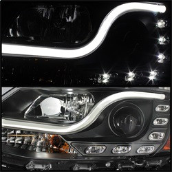 Projector Headlights - Light Tube - DRL - Black (5073648) — angled view