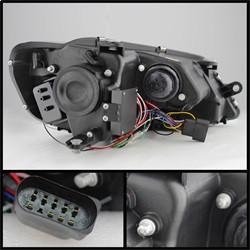 Projector Headlights - Light Tube - DRL - Smoke — angled view