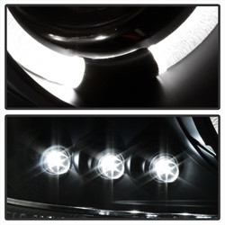Projector Headlights - LED Halo - Black Smoke — angled view