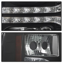 Projector Headlights - Version 2 - LED DRL - Black — angled view