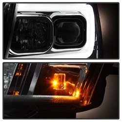 Projector Headlights - Version 2 - Light Bar DRL - Smoke — angled view