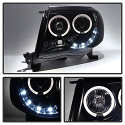 Projector Headlights - LED Halo - Black Smoke (5078650) — angled view