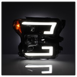Projector Headlights - Light Bar DRL LED - Black — angled view