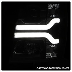 Projector Headlights - Version 3 - LED DRL - Black — angled view