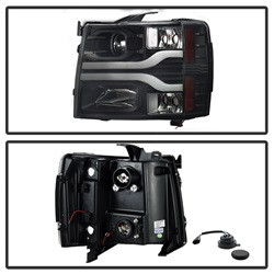 Projector Headlights - Version 3 - LED DRL - Black — angled view