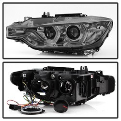 Projector Headlights - LED DRL - Smoke — angled view