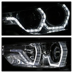 Projector Headlights - LED DRL - Smoke — angled view