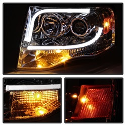 Projector Headlights - Light Tube DRL - Chrome — angled view
