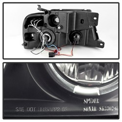 Projector Headlights - Version 2 - LED Halo - Black Smoke — angled view