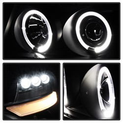 Projector Headlights - Version 2 - LED Halo - Black Smoke — angled view