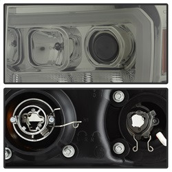 Projector Headlights - Version 2 - Light Bar DRL LED - Smoke — angled view
