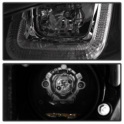 Projector Headlights - DRL LED - Black Stripe - Black — angled view