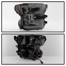 Projector Headlights - Light Bar DRL LED - Smoke — angled view