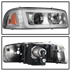 Projector Headlights - Version 2 - Light Bar DRL - Chrome (5084620) — angled view