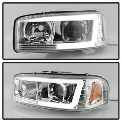 Projector Headlights - Version 2 - Light Bar DRL - Chrome (5084620) — angled view