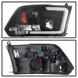 Projector Headlights - Version 2 - Light Bar DRL - Black (5084811) — angled view