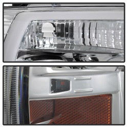 Light Bar Projector Headlights - Chrome — angled view