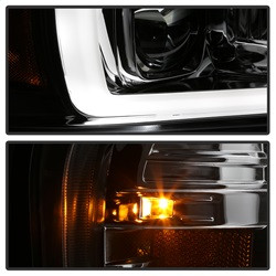 Light Bar Projector Headlights - Chrome — angled view