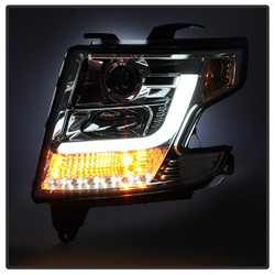 Projector Headlights - DRL LED - Chrome — angled view