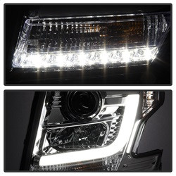Projector Headlights - DRL LED - Chrome — angled view