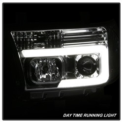 Projector Headlights - Version 2 - Light Bar DRL - Chrome (5084651) — angled view