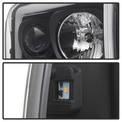 1PC Light Bar Projector Headlights - Black — angled view