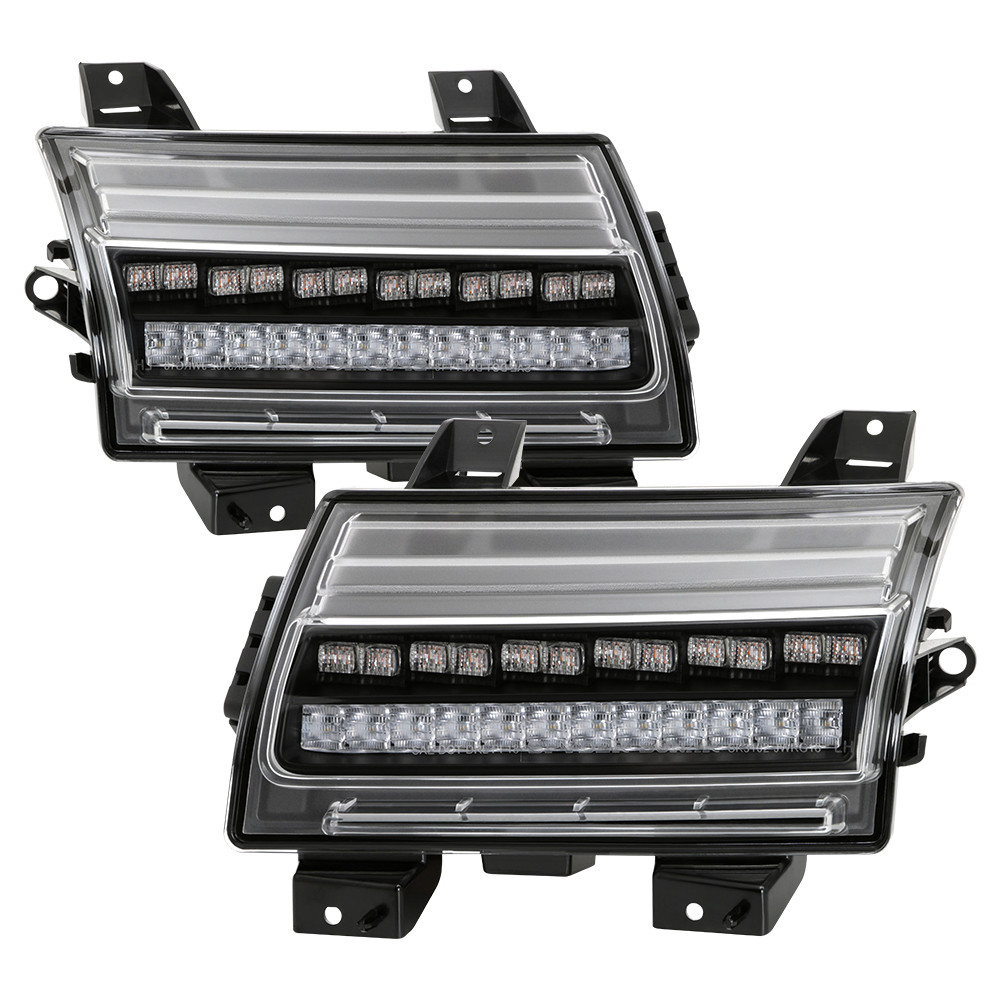 Full LED Front Bumper Lights - Sequential Signal - Black — primary image