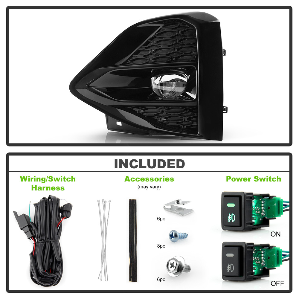 OEM Style Full LED Fog Lights w/ OEM Fit Switch - Clear