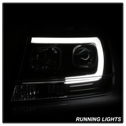 Light Bar Projector Headlights - Version 2 - Black — angled view