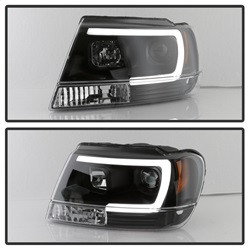 Light Bar Projector Headlights - Version 2 - Black — angled view
