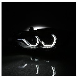 Projector Headlights - LED DRL - Black Smoke — angled view