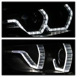 Projector Headlights - LED DRL - Black Smoke — angled view