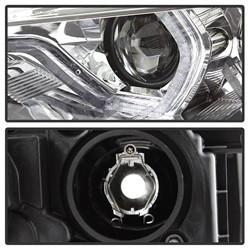 Projector Headlights - LED DRL - Chrome — angled view