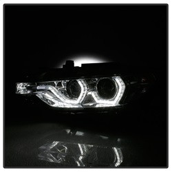 Projector Headlights - LED DRL - Chrome — angled view