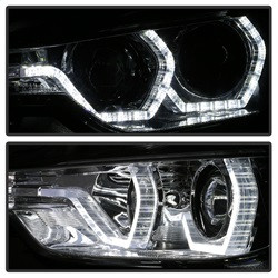 Projector Headlights - LED DRL - Chrome — angled view