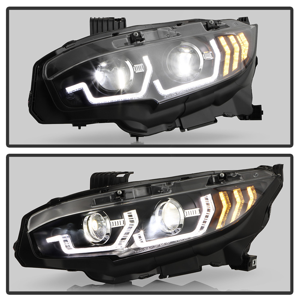 High-Power LED Module Headlights - Black