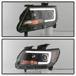 Projector Headlights - Light Bar LED - Black — angled view