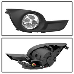 Daytime DRL LED Running Fog Lights w/ Switch - Clear — angled view