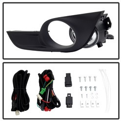 Daytime DRL LED Running Fog Lights w/ Switch - Clear — angled view