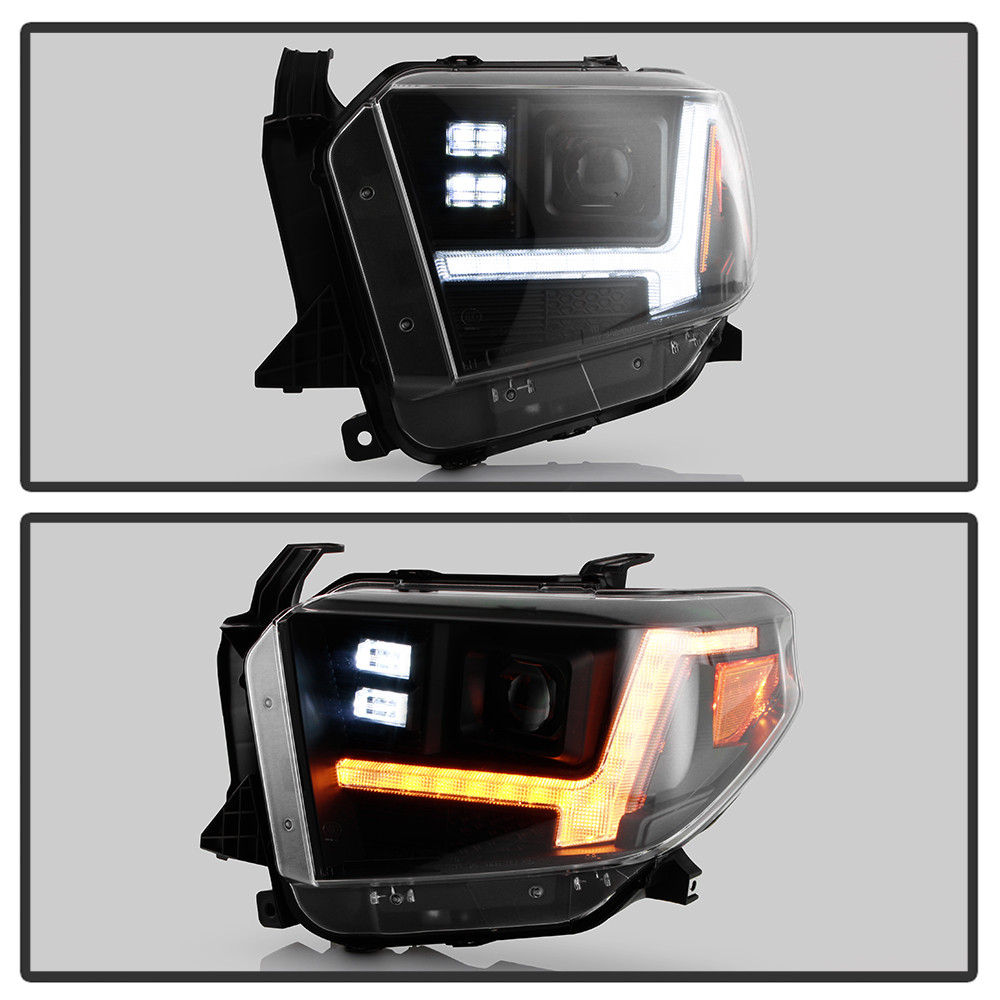 Projector Headlights - Switch Back Sequential LED Turn Signal Light - Black