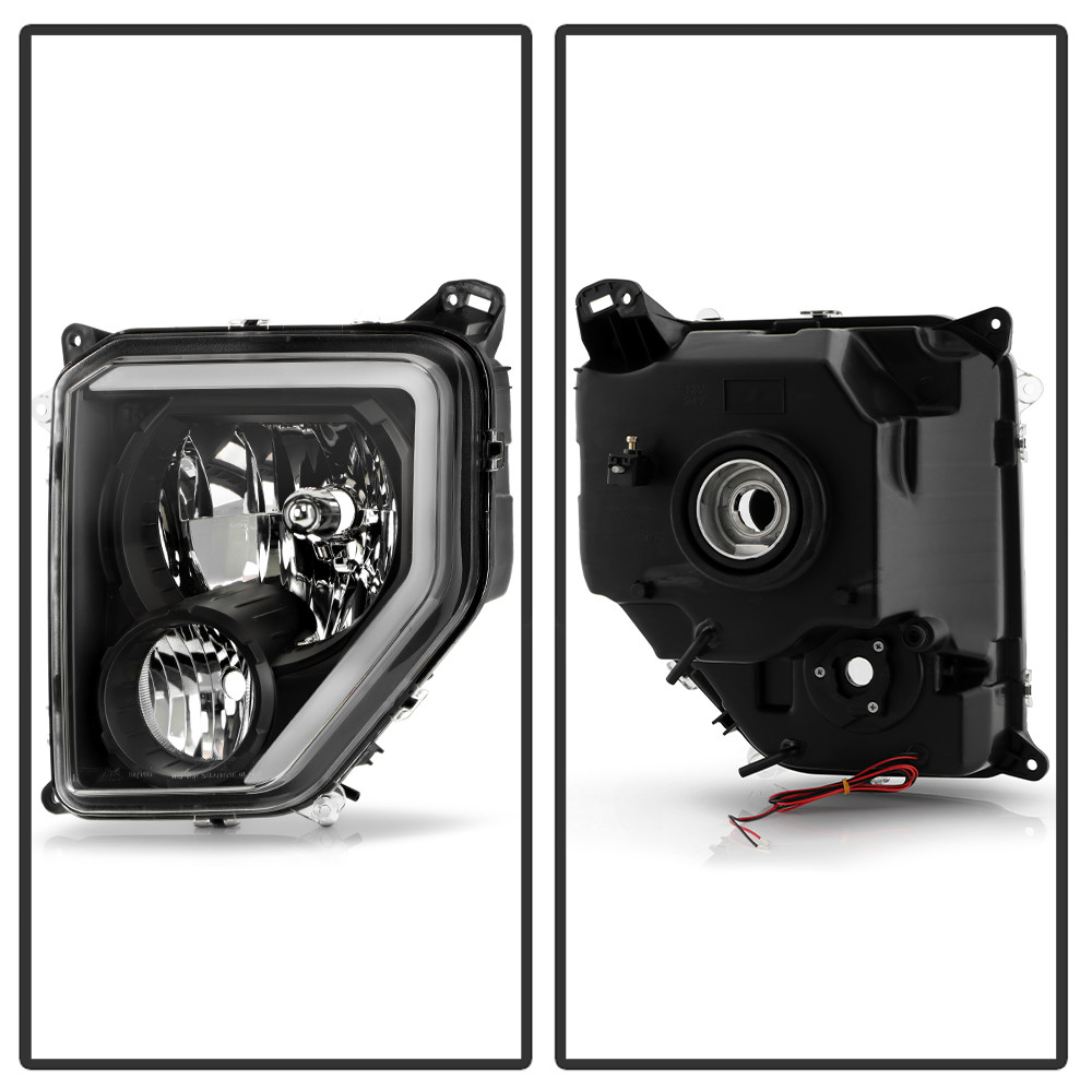 Crystal Headlight Set w/ Light Bar - Black