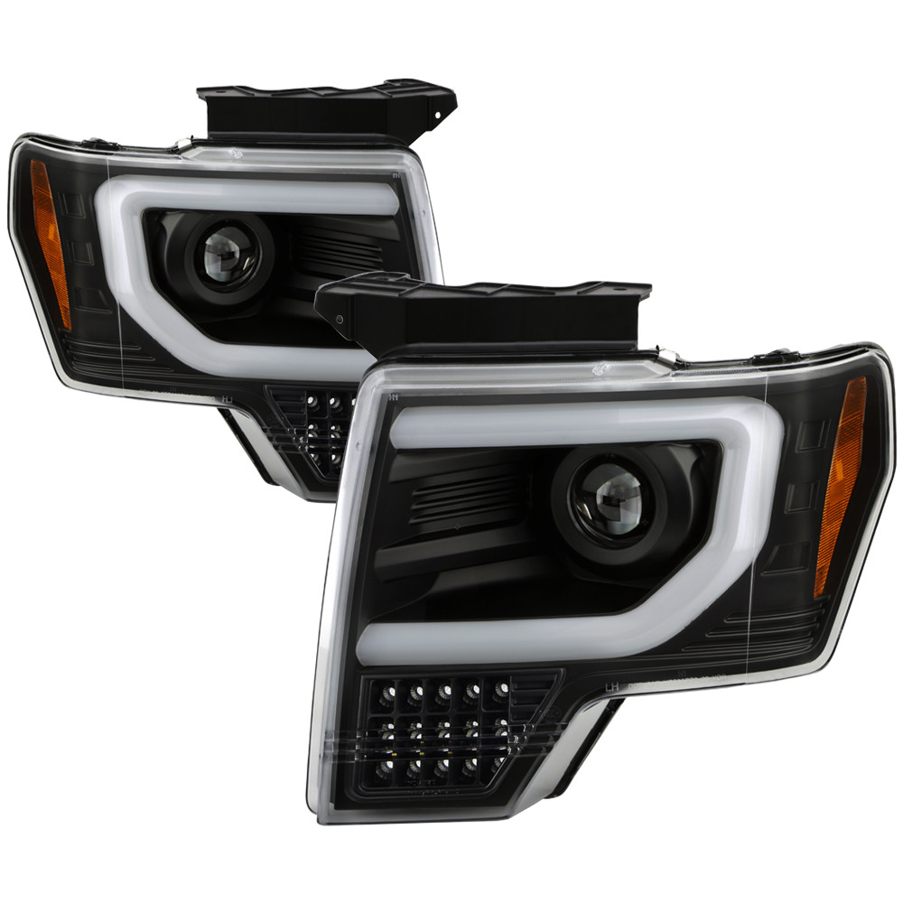 Light Bar Projector Headlights - Sequential Turn Signal - Black — primary image