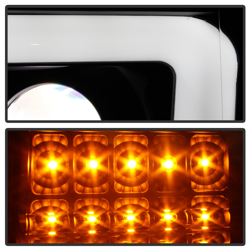 Light Bar Projector Headlights - Sequential Turn Signal - Black