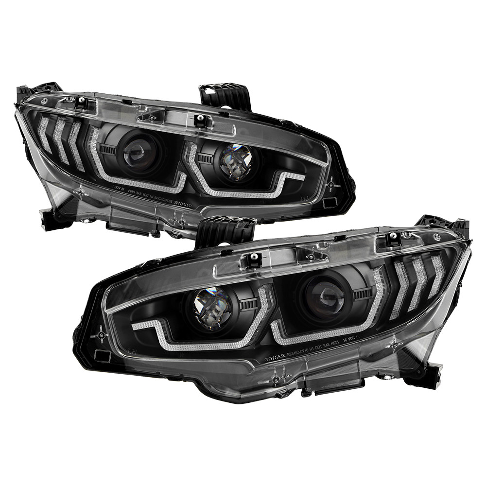 Projector Headlights - DRL U-Shape - Black — primary image