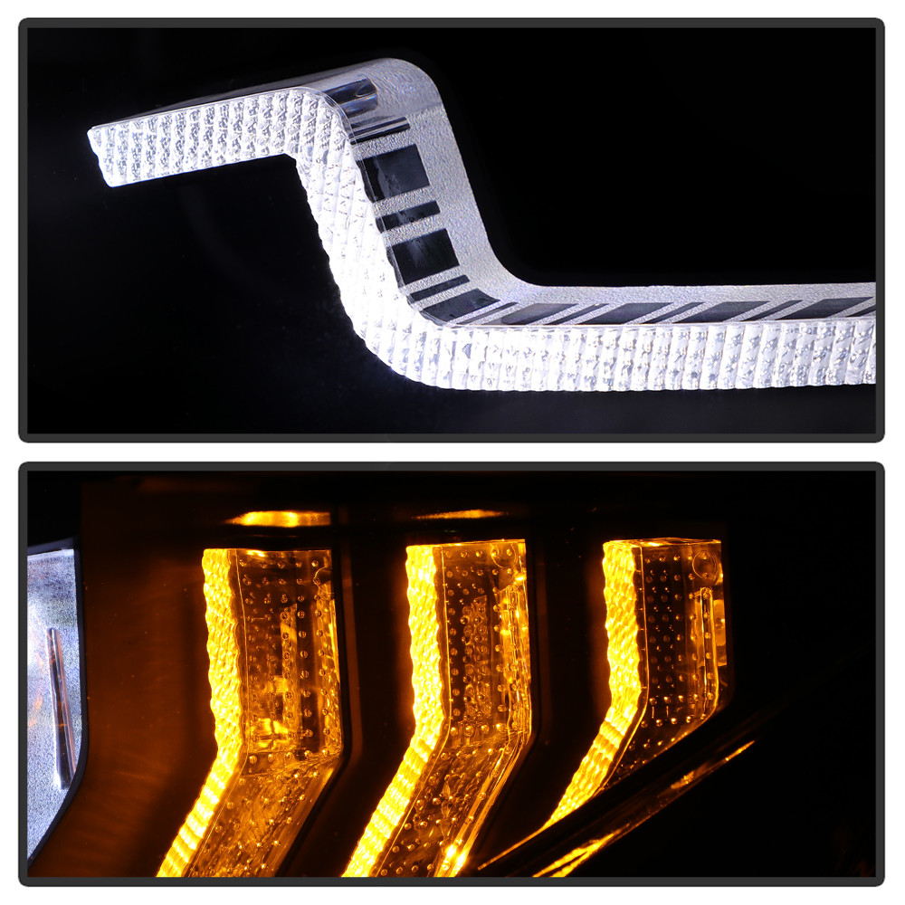 Projector Headlights - DRL U-Shape - Black