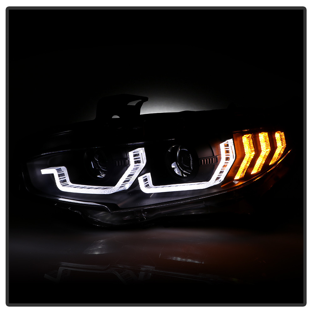 Projector Headlights - DRL U-Shape - Black