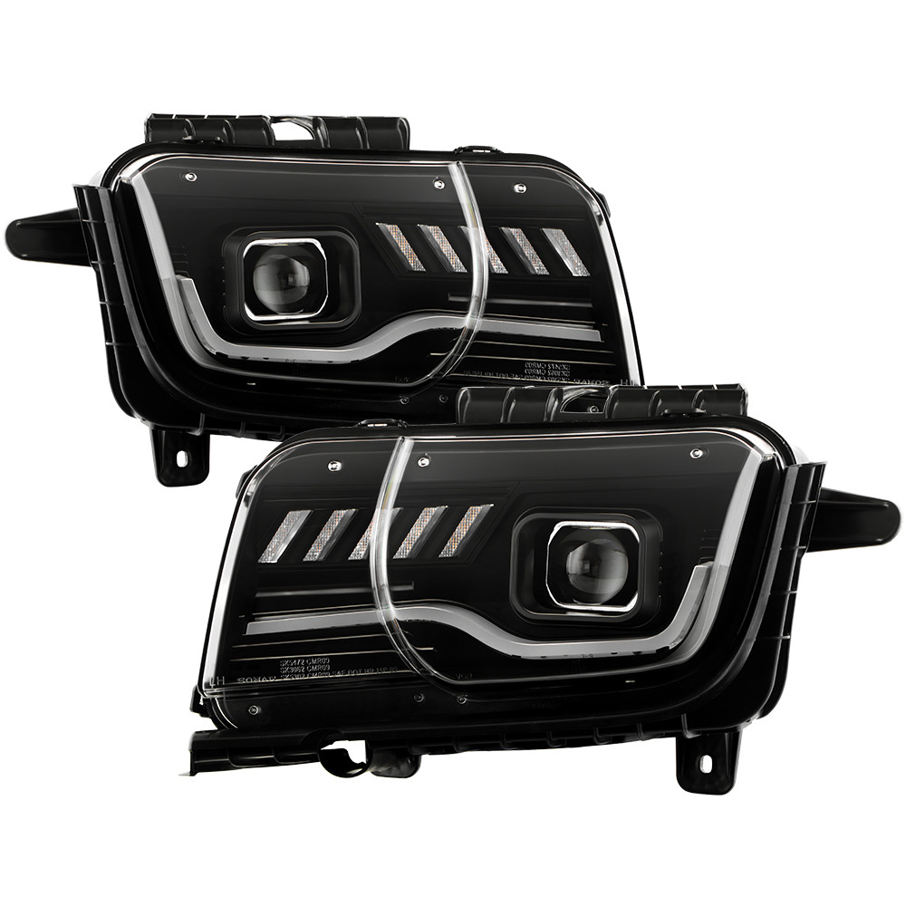 Projector Headlights - Sequential LED Switchback Turn Signal Lights - Black — primary image