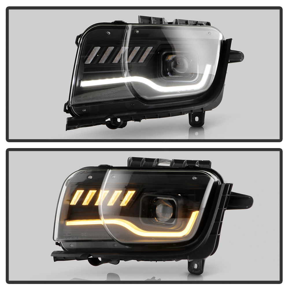 Projector Headlights - Sequential LED Switchback Turn Signal Lights - Black